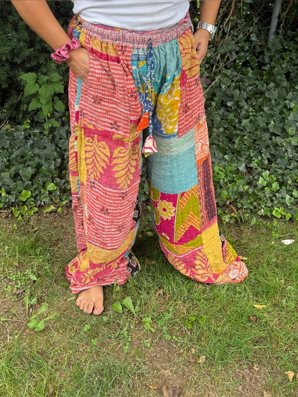 Patchwork pants Kantha pants upcycled clothing